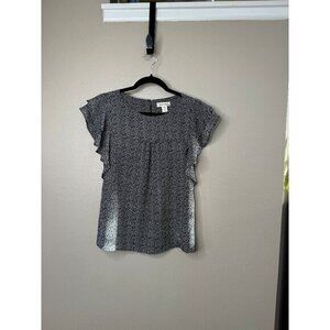 Monteau Women's Blouse black and white polka dots Small short‎ sleeve Polyester
